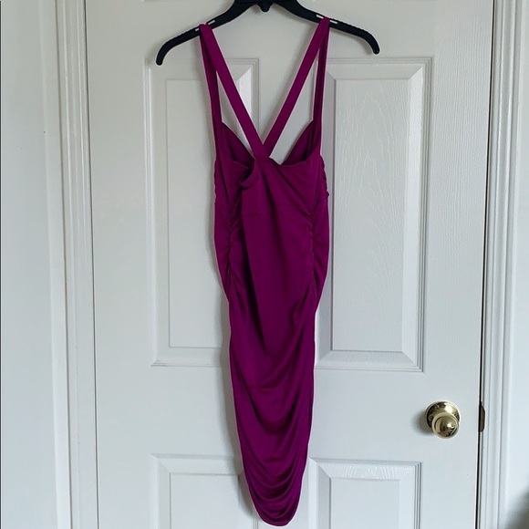 Fuchsia Ruched Bodycon Dress - Picture 3 of 7